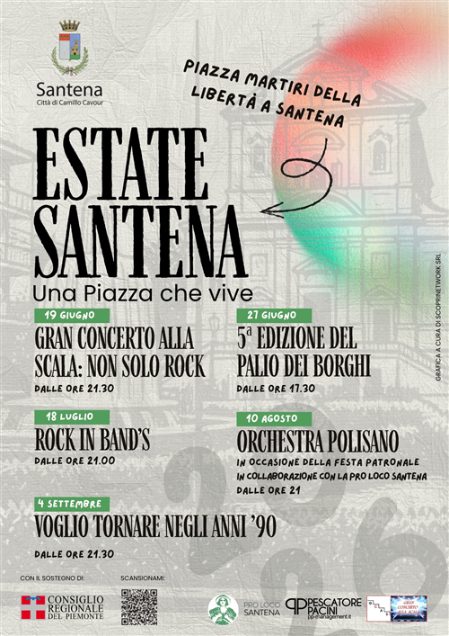 Estate Santena 2026: una piazza che vive tra musica, tradizione e comunità