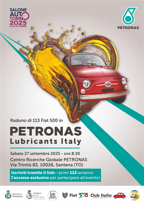 Tradizione e innovazione si incontrano al Centro Ricerche 
Globale PETRONAS di Santena con l’evento “113 FIAT 500"