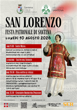San Lorenzo 2026: Santena celebra il suo Patrono